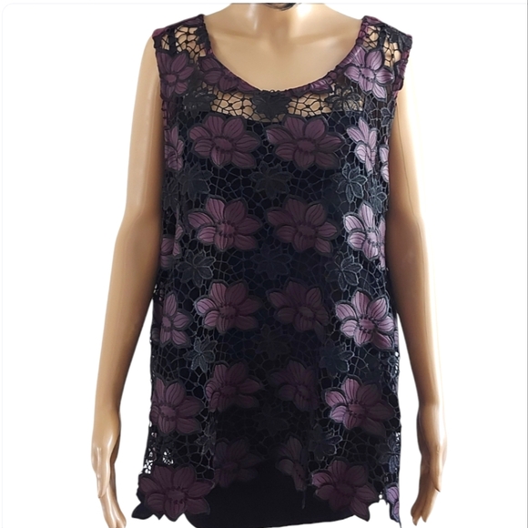 Love & Legend sleeveless embroidered top, plus size 4X - Picture 3 of 12